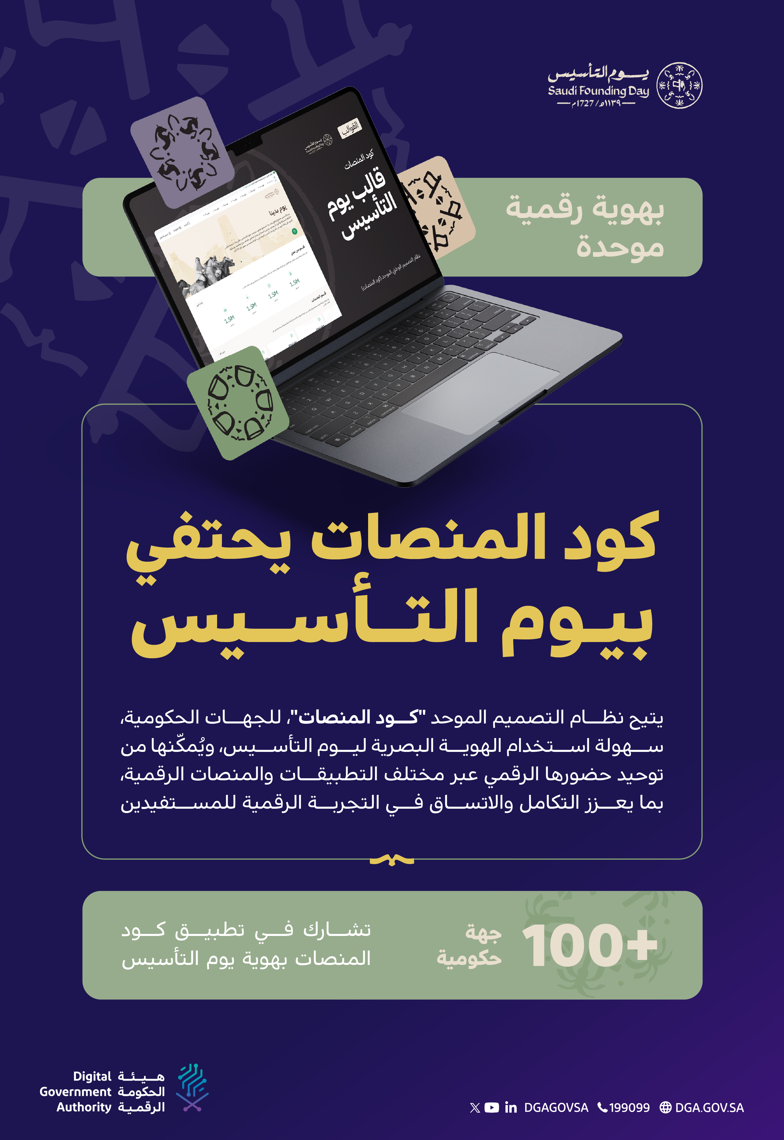 تفعيل كود المنصات بهوية يوم التأسيس في موقع الجامعة الرسمي